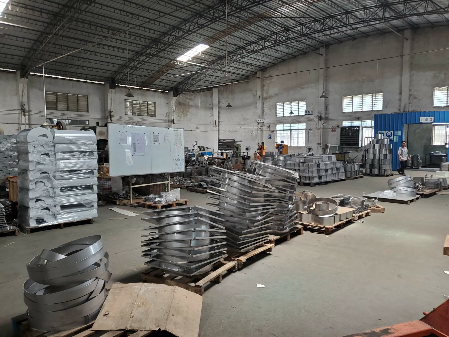 Sheet-metal fabrication floor with formed components